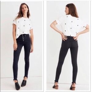 Madewell 9” High Rise Skinny Button Fly in Washed Black Size 29